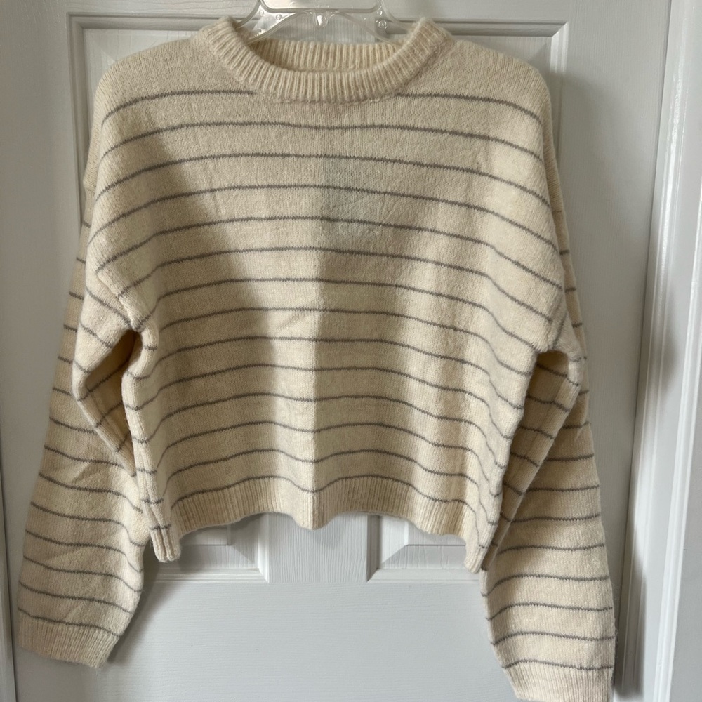 Cozy Striped Beige Sweater